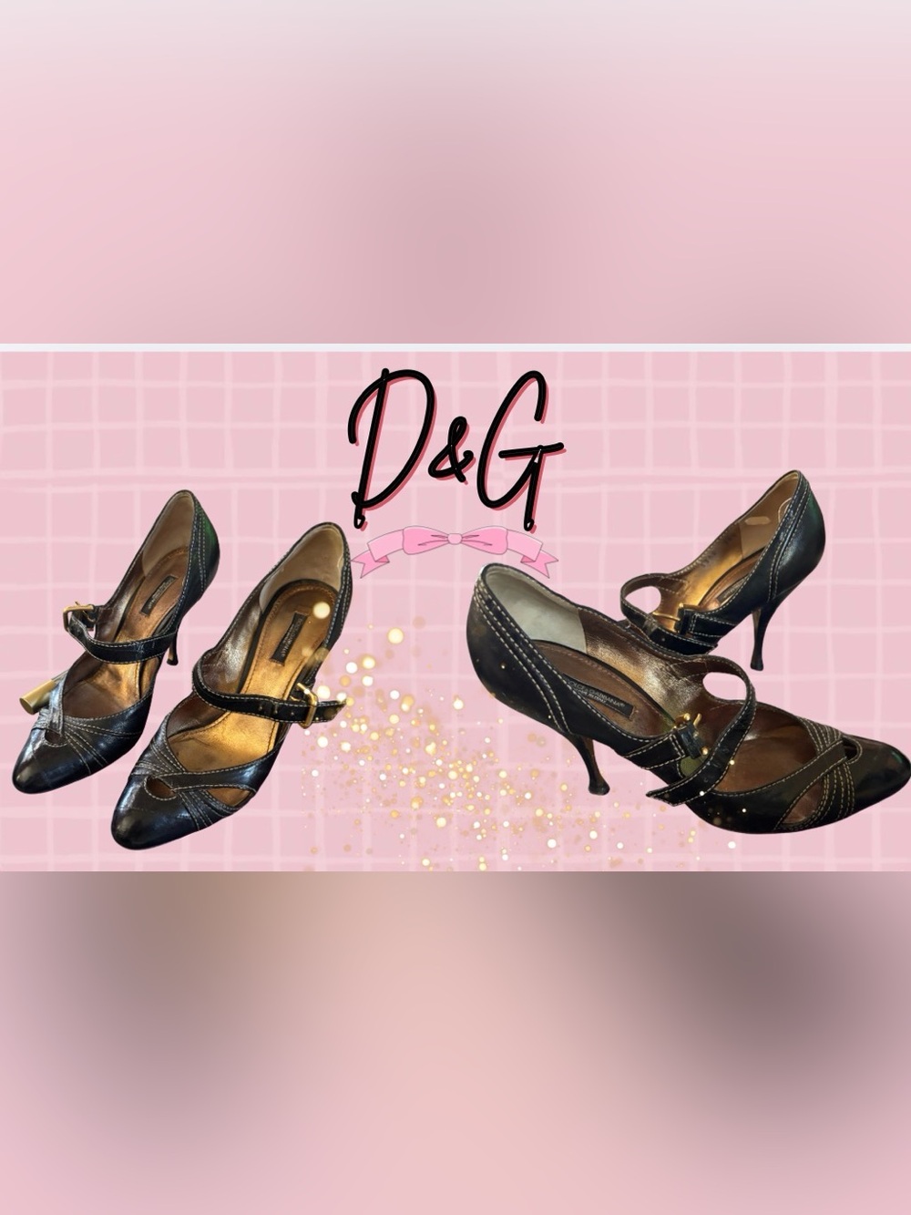 Dolce & Gabbana Black Mary Jane High Heel Pumps with White Contrast Stitching